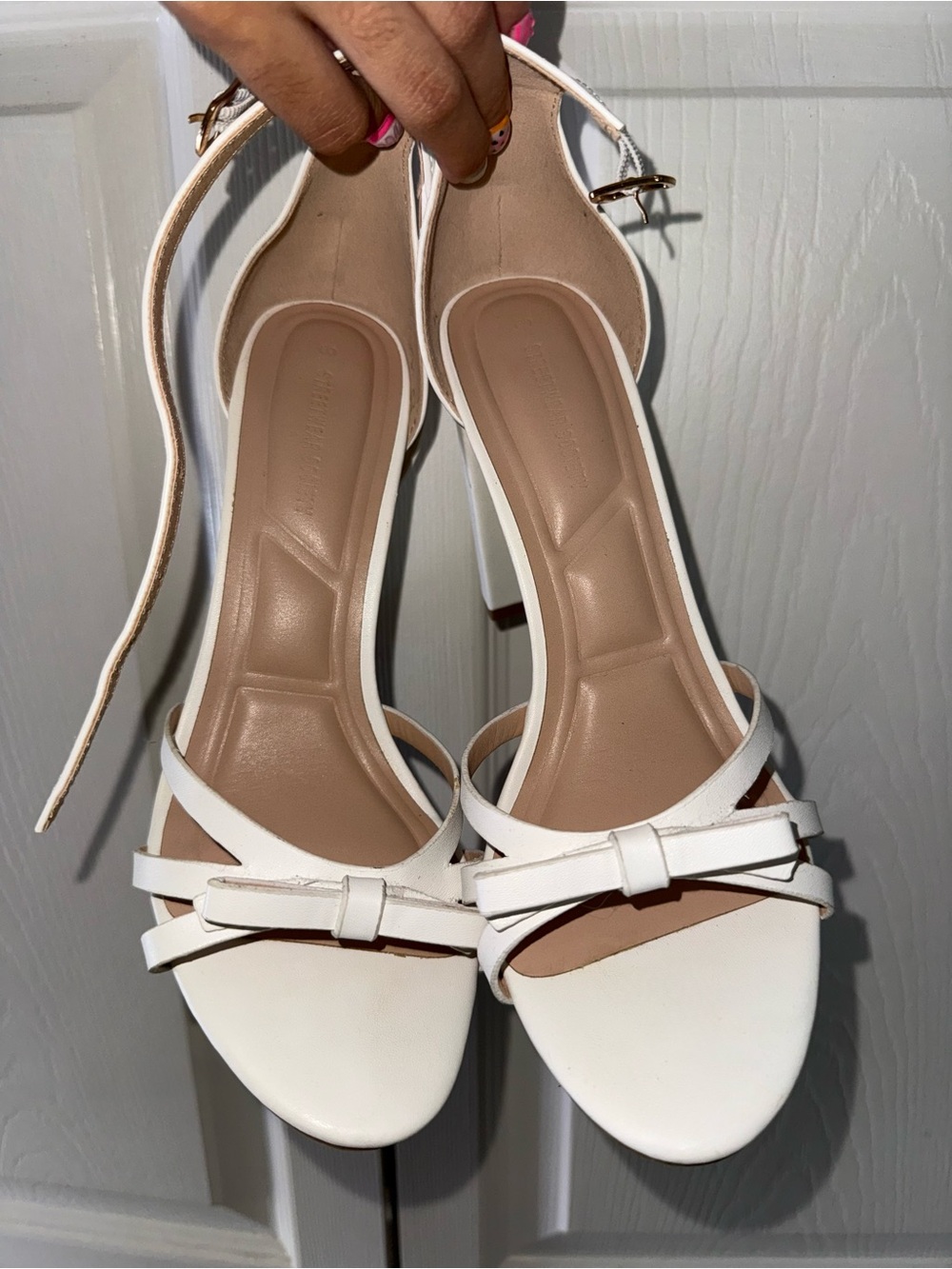 Rue21 White Bow Ankle Strap Block Heels